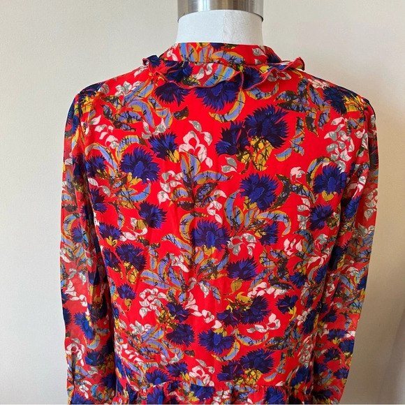 Saloni Tilly Ruffle Floral Silk Mini Dress 26017 - Picture 7 of 10